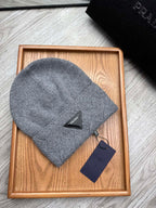 BEANIE HAT IN SHADOW GRAY WOOL AND RABBIT FUR 436396