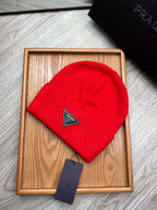 BEANIE HAT IN CHERRY RED WOOL AND RABBIT FUR 436398