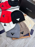 BEANIE HAT IN CHERRY RED WOOL AND RABBIT FUR 436398