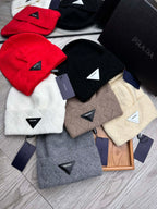 BEANIE HAT IN BLACK WOOL AND RABBIT FUR 342038