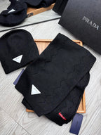 SET SCARF AND HAT IN BLACK WOOL AND RABBIT FUR 397410