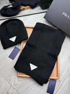 SET SCARF AND HAT IN BLACK WOOL AND RABBIT FUR 397410