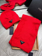 SET SCARF AND HAT IN CHERRY RED WOOL AND RABBIT FUR 397409