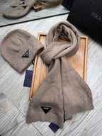SET SCARF AND HAT IN MEDIUM BROWN WOOL AND RABBIT FUR 397406