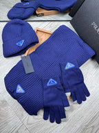 THREE-PIECES SET IN NAVY BLUE WOOL AND ACRYLIC 406557