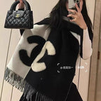 SCARF 200 CM IN BLACK MIX HARBOR GRAY CASHMERE AND WOOL 399797