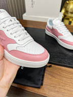 SNEAKER WITH TRIOMPHE IN WHITE MIX BABY PINK CALFSKIN