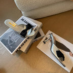 Silver High - Heels With Black Bow Calfskin
