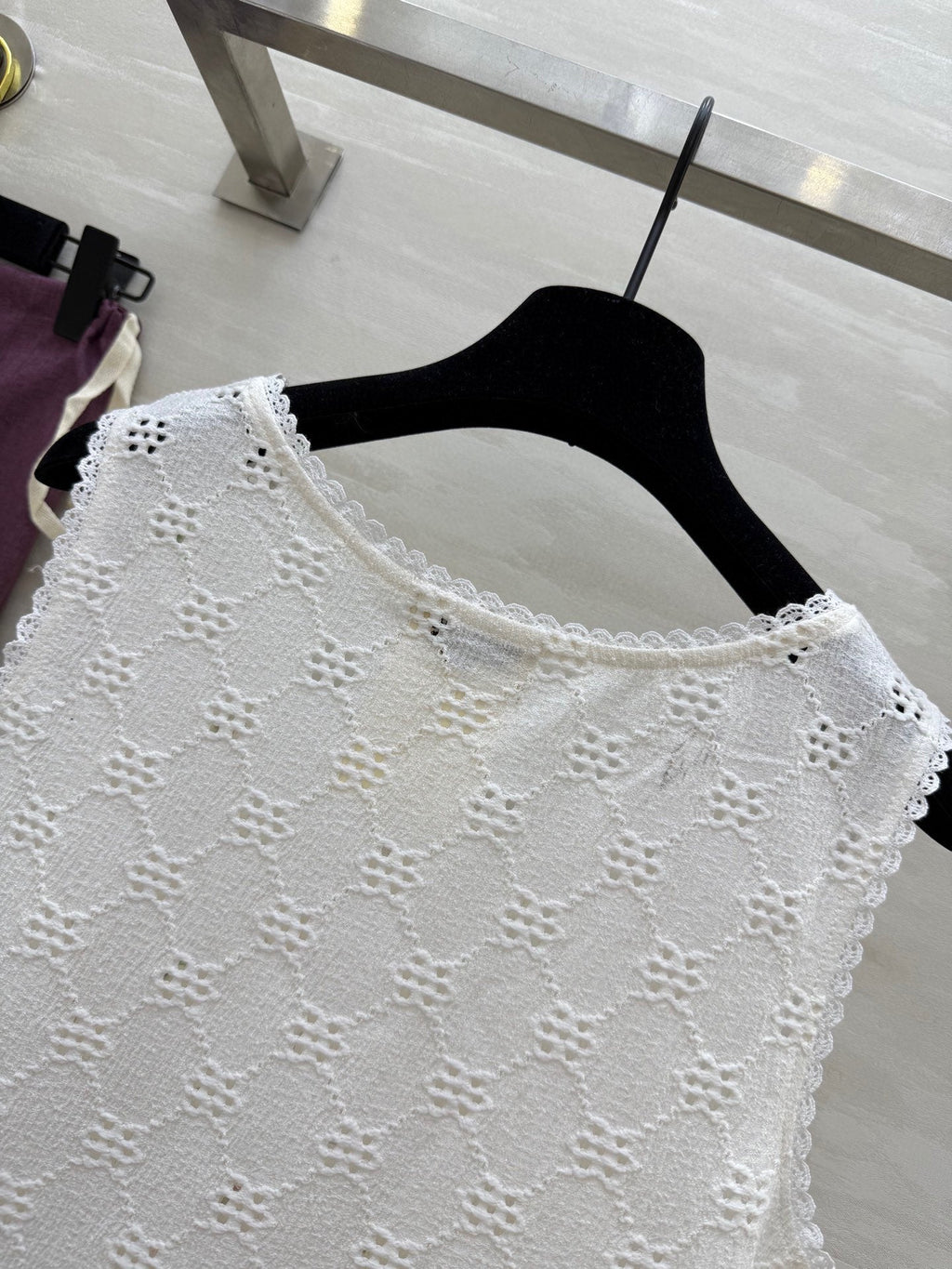 CC Hollow Lace T-shirt White Cotton