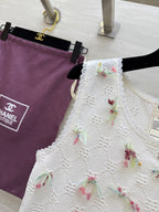 CC Hollow Lace T-shirt White Cotton