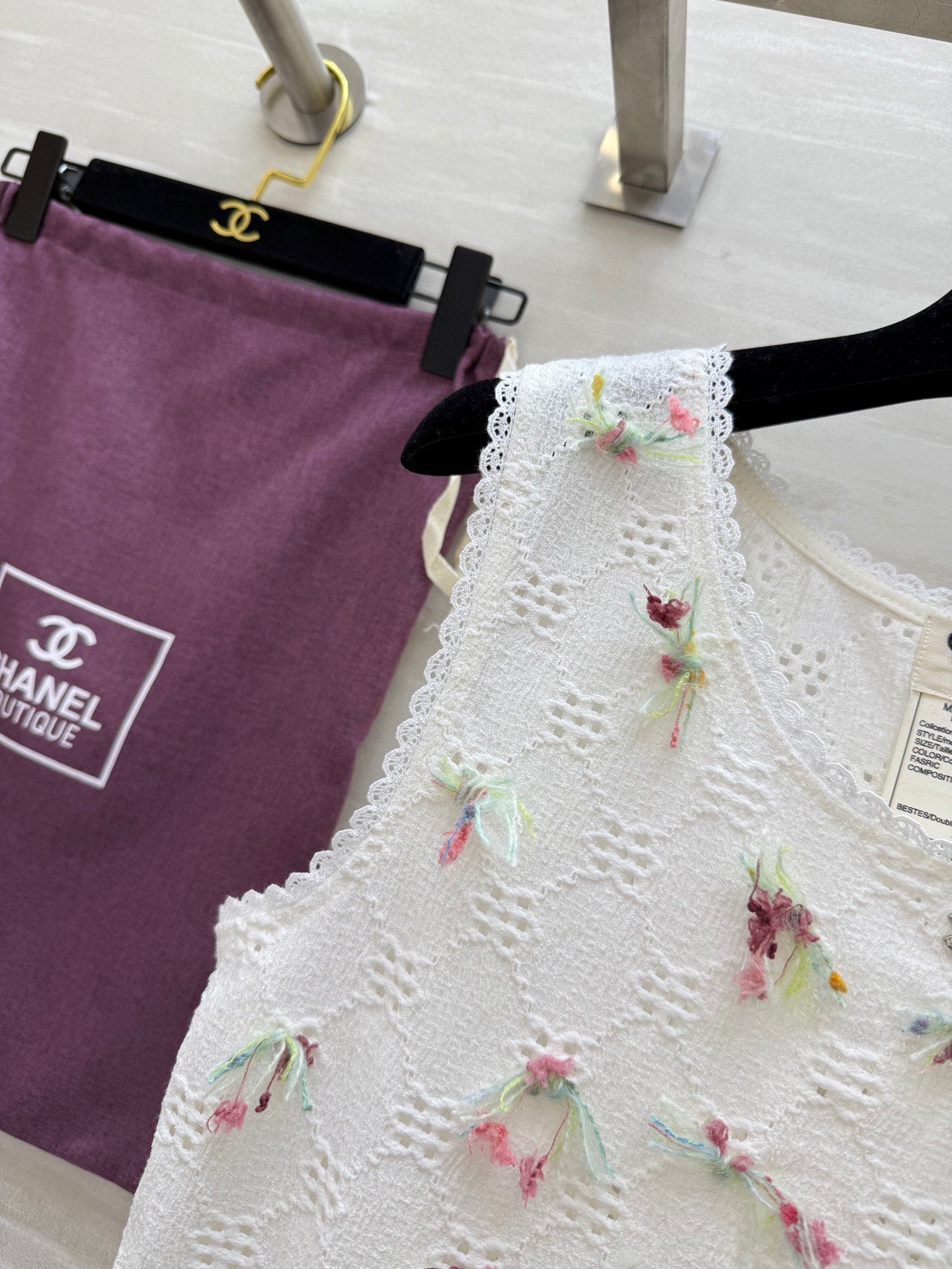 CC Hollow Lace T-shirt White Cotton