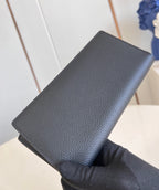 BRAZZA WALLET 19CM BLACK CALFSKIN
