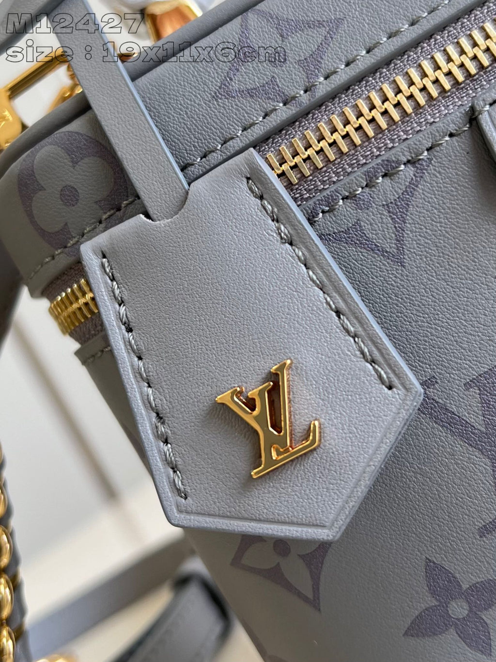 LV VANITY CHAIN POUCH 19 GREY MONOGRAM CALFSKIN