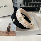 WHITE CREAM FABRIC WITH GOLD LOGO HAIRBAND 414447