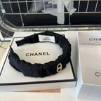 BLACK FABRIC WITH GOLD LOGO HAIRBAND 414448