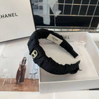 BLACK FABRIC WITH GOLD LOGO HAIRBAND 414448