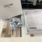 WHITE MIX CLASSIC BLUE SILK SCRUNCHIE 420676