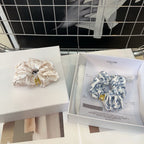 WHITE MIX CLASSIC BLUE SILK SCRUNCHIE 420676
