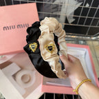 HEADBAND IN BLACK COTTON GOLD HARDWARE 425520