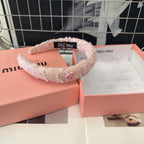 LIGHT PINK HEADBAND ATTACHED SEQUINS TWEED 425521