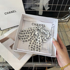 BLACK MIX WHITE MONOGRAM SILK SCRUNCHIES 432896