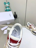 RUNNER CR-03 LOW LACE-UP IN WHITE MESH AND BEIGE CALFSKIN