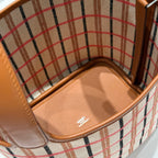 PICOTIN LOCK 18 BAG IN GOLD CALFSKIN ÉCRU/BEIGE/FAUVE/ROSE POP/NOIR EMBROIDERY PLAID CANVAS