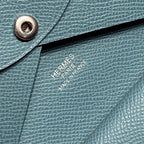 CALVI DUO COMPACT CARD HOLDER IN BLUE JEAN EPSOM CALFSKIN