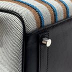 BIRKIN SHOULDER 29 IN BLACK CALFSKIN ÉCRU/NOIR/FAUVE/NOIR/BLEU ZANZIBAR EMBROIDERY CANVAS