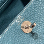 HERMES 25S MINI LINDY 19 IN SLATE BLUE CALFSKIN SILVER HARDWARE