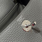 HERMES 25S MINI LINDY 19 IN CLOUD GRAY CALFSKIN SILVER HARDWARE