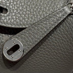 HERMES 25S MINI LINDY 19 IN CLOUD GRAY CALFSKIN SILVER HARDWARE