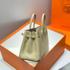 HERMES 25S MEDIUM BIRKIN 25 IN DARK KHAKI CALFSKIN GOLD HARDWARE