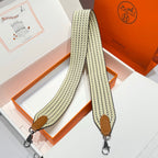 25S HERMES BAG STRAP LIGHT YELLOW 85 IN CANVAS SILVER HARDWARE