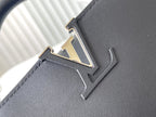 CAPUCINES EAST-WEST 30 IN BLACK SHEEPSKIN CRYSTAL AND SILVER HARDWARE
