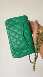CC 25 classic flap bag 20 mini gold ball mint green calfskin