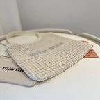 Miu Miu Shoulder Bag 34cm White Raffia Canvas