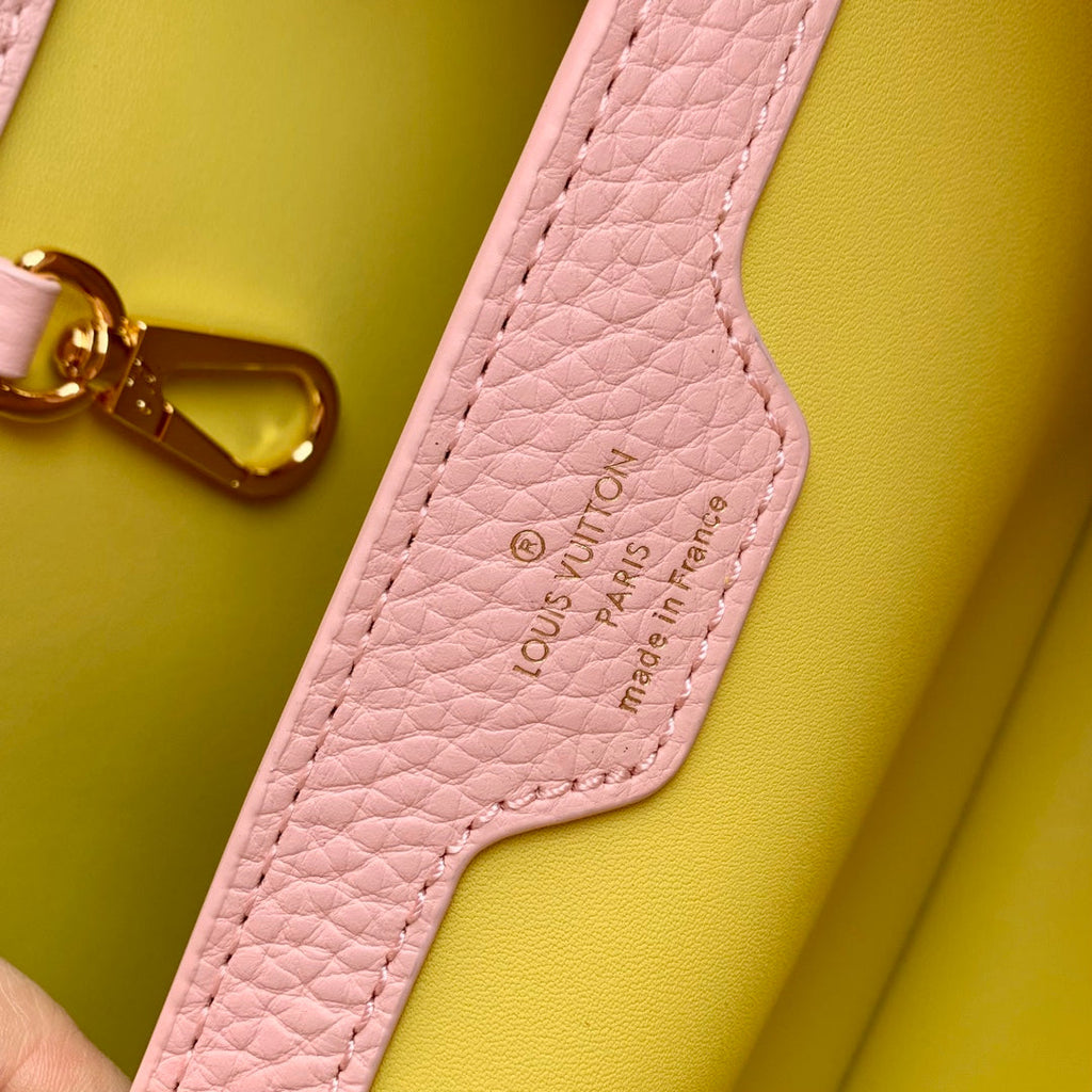 capucines mm 31.5 pink taurillon leather mop gold hardware