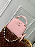 CAPUCINES BB 27 PINK TAURILLON TURQUOISE MOP GOLD HARDWARE