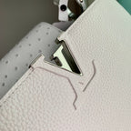CAPUCINES BB 27 WHITE TAURILLON TURQUOISE SILVER HARDWARE