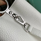 CAPUCINES BB 27 WHITE TAURILLON TURQUOISE SILVER HARDWARE