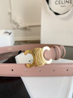 TRIOMPHE BELT 24MM IN TEA ROSE CALFSKIN WITH GOLD BUCKLE