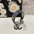 NAVY BLUE MIX LIGHT YELLOW FABRIC HEADBAND 168585
