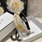 LIGHT YELLOW MIX WHITE FABRIC HEADBAND 168588