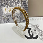 HAIRBAND IN LIZARD BROWN FELT FABRIC DIAMOND-EMBELLISHED 230831