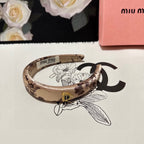 SILK THICK HEADBAND LIGHT BROWN FLOWER PRINT 239957