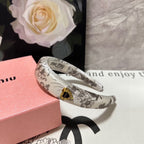 SILK THICK HEADBAND WHITE FLOWER PRINT 239958