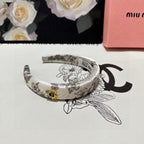 SILK THICK HEADBAND WHITE FLOWER PRINT 239958