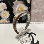 SILK THICK HEADBAND DARK BEIGE FLOWER PRINT 239960