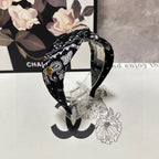 HAIRBAND IN BLACK MIX WHITE PATTERN FABRIC 299345